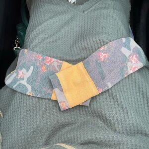 Free People Olive A-Line Skirt with Floral Pattern